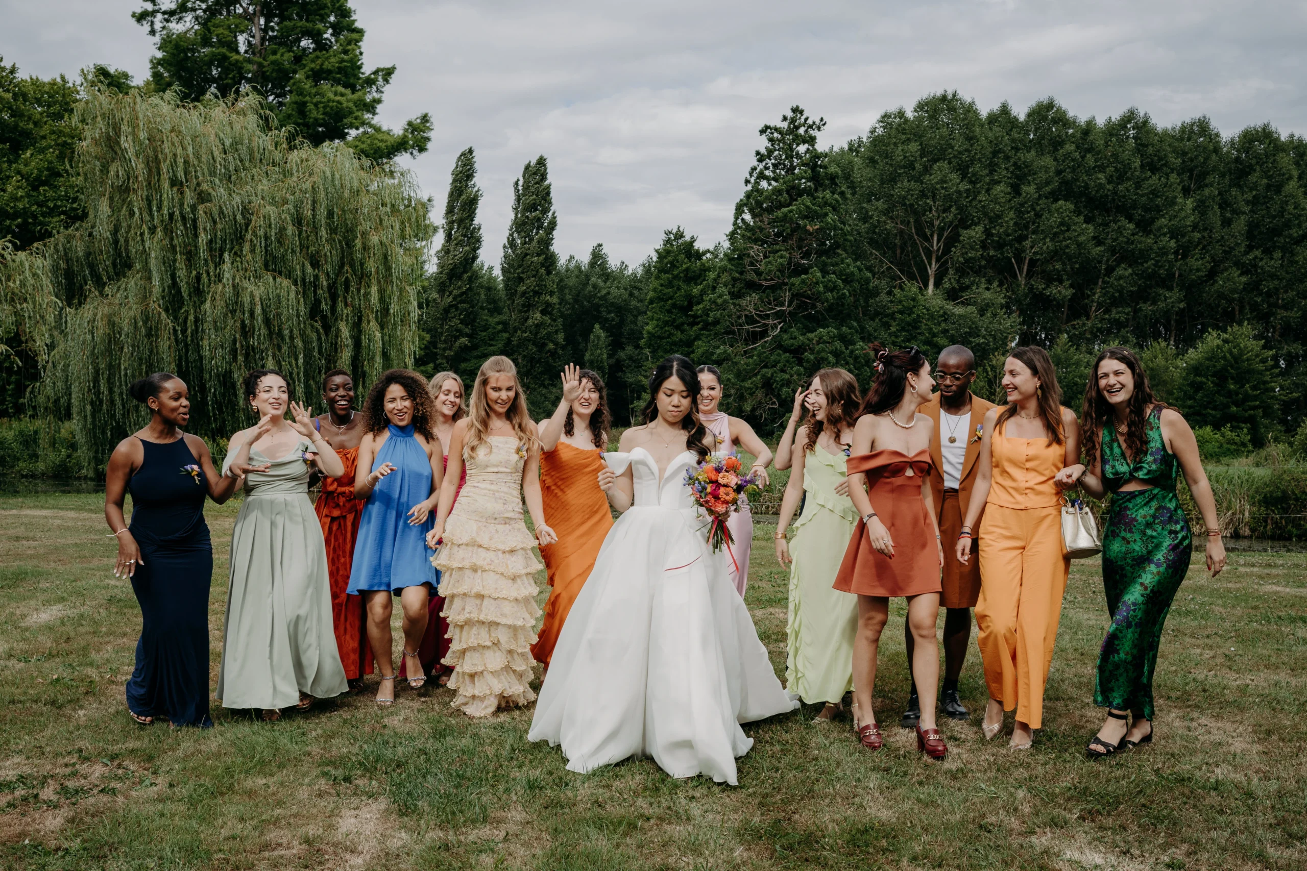 photo de group avec la mariée, mariage chinois en france